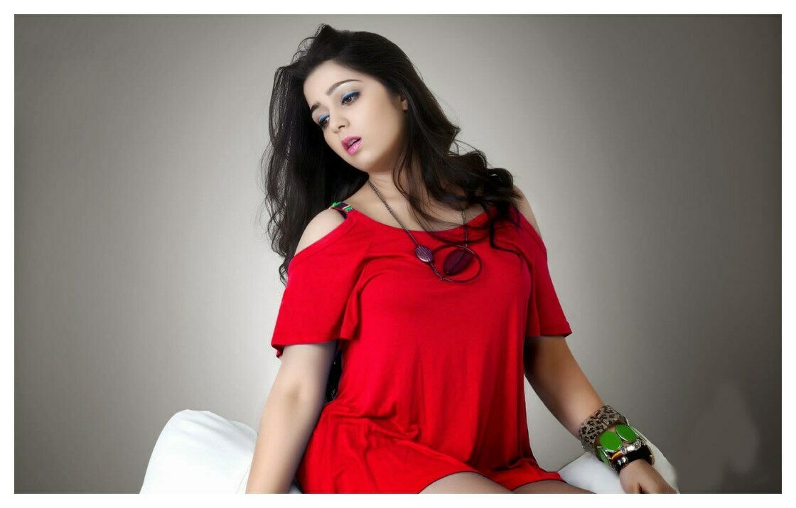 Red dress of Charmi Kaur