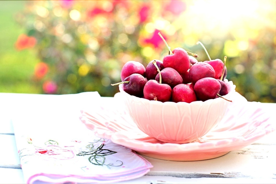 Cherries Bowl Fruit Morning Breakfast Photos